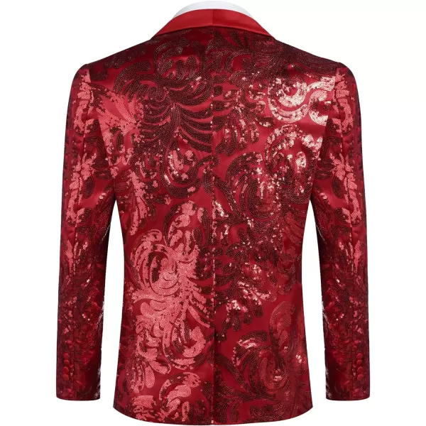 COOFANDY Men's Shiny Sequins Blazer Floral Suit Jacket Stylish Tuxedo for Party, Wedding, Banquet, Prom