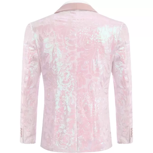 COOFANDY Men's Shiny Sequins Blazer Floral Suit Jacket Stylish Tuxedo for Party, Wedding, Banquet, Prom