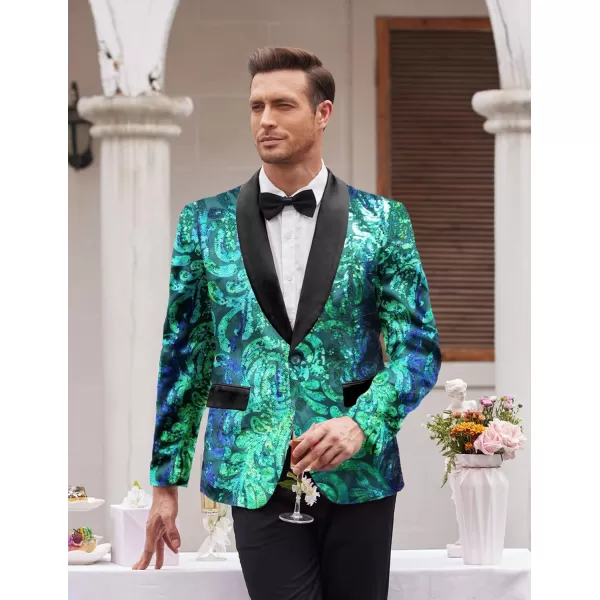 COOFANDY Men's Shiny Sequins Blazer Floral Suit Jacket Stylish Tuxedo for Party, Wedding, Banquet, Prom