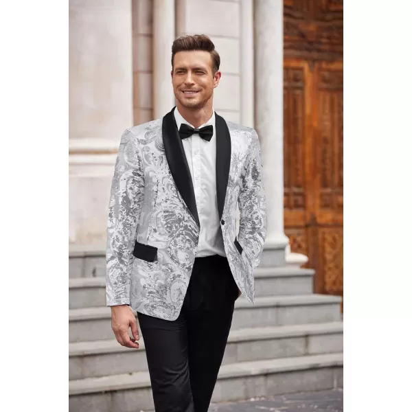 COOFANDY Men's Shiny Sequins Blazer Floral Suit Jacket Stylish Tuxedo for Party, Wedding, Banquet, Prom