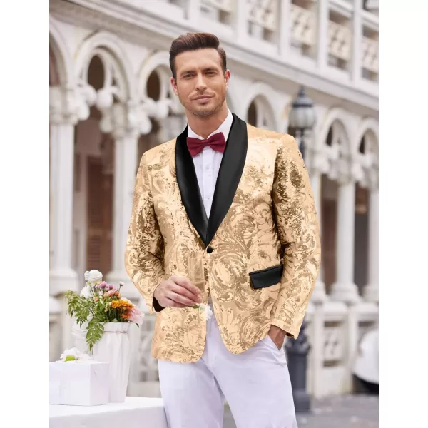 COOFANDY Men's Shiny Sequins Blazer Floral Suit Jacket Stylish Tuxedo for Party, Wedding, Banquet, Prom