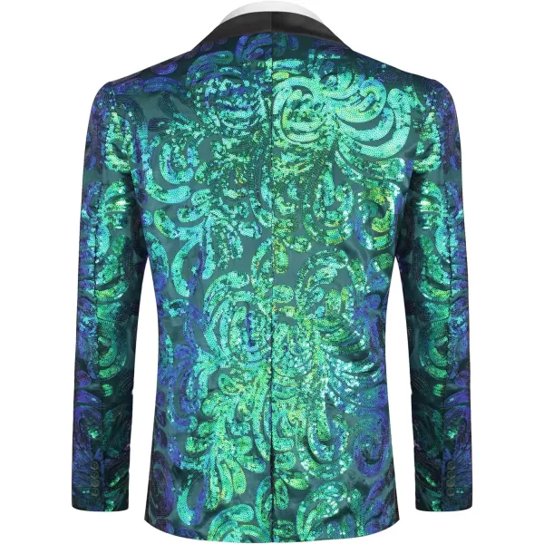 COOFANDY Men's Shiny Sequins Blazer Floral Suit Jacket Stylish Tuxedo for Party, Wedding, Banquet, Prom