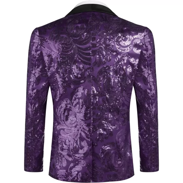 COOFANDY Men's Shiny Sequins Blazer Floral Suit Jacket Stylish Tuxedo for Party, Wedding, Banquet, Prom