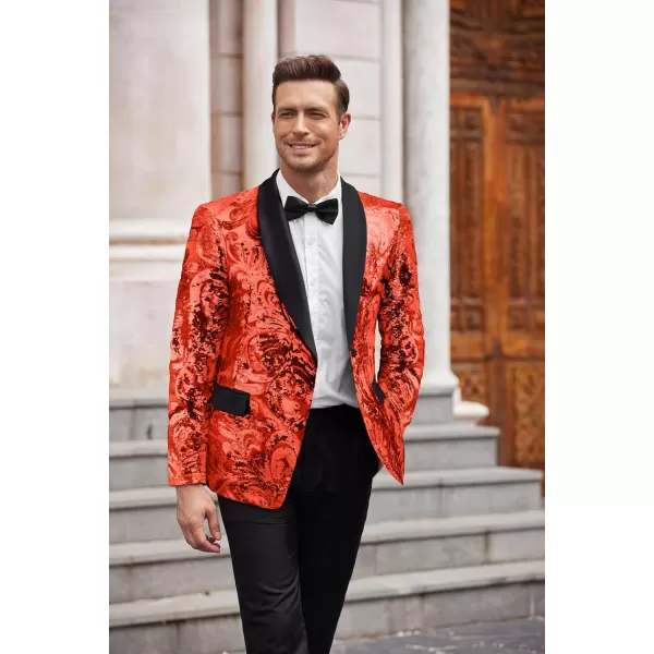COOFANDY Men's Shiny Sequins Blazer Floral Suit Jacket Stylish Tuxedo for Party, Wedding, Banquet, Prom
