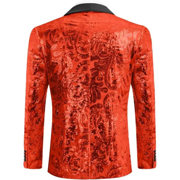 COOFANDY Men's Shiny Sequins Blazer Floral Suit Jacket Stylish Tuxedo for Party, Wedding, Banquet, Prom