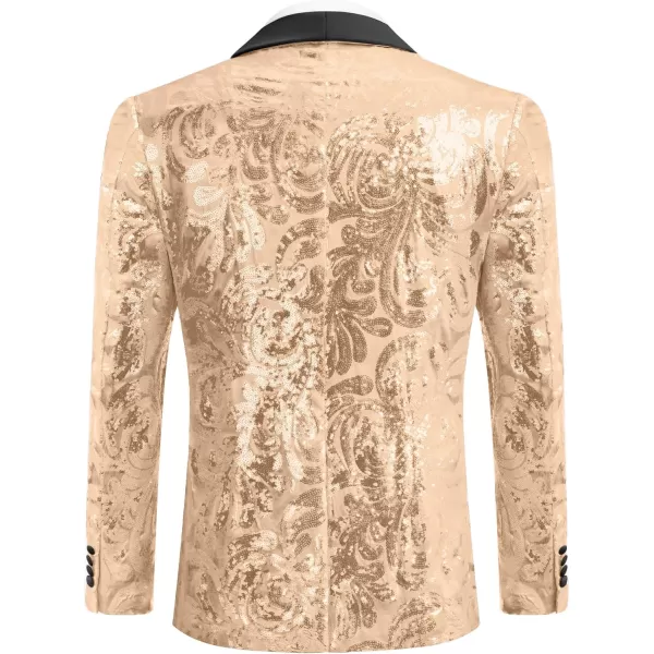 COOFANDY Men's Shiny Sequins Blazer Floral Suit Jacket Stylish Tuxedo for Party, Wedding, Banquet, Prom
