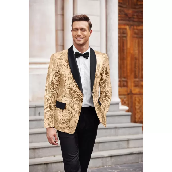 COOFANDY Men's Shiny Sequins Blazer Floral Suit Jacket Stylish Tuxedo for Party, Wedding, Banquet, Prom