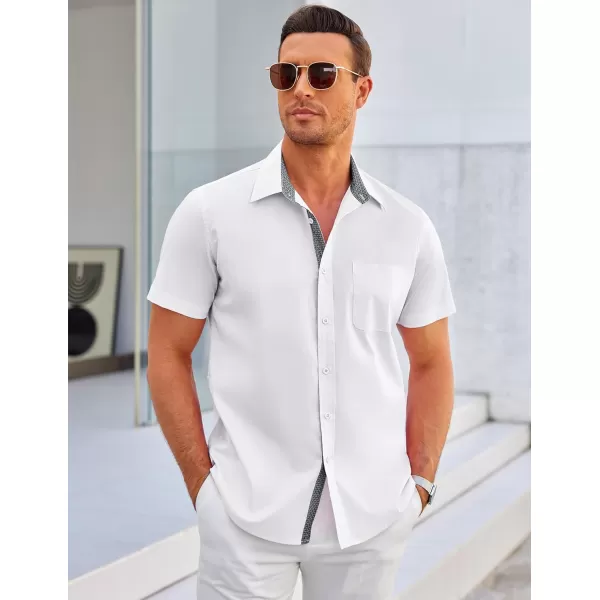 COOFANDY Men's Short Sleeve Button Down Dress Shirts Wrinkle Free Muscle Fit Stretch Shirt Summer Business Casual Tops