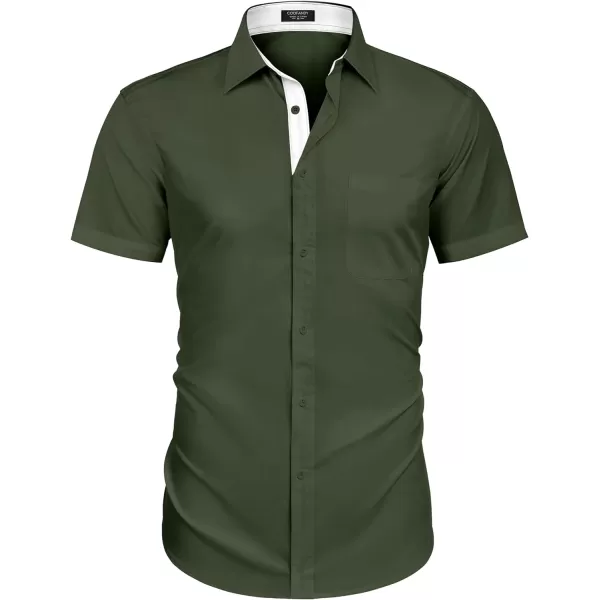COOFANDY Men's Short Sleeve Button Down Dress Shirts Wrinkle Free Muscle Fit Stretch Shirt Summer Business Casual Tops