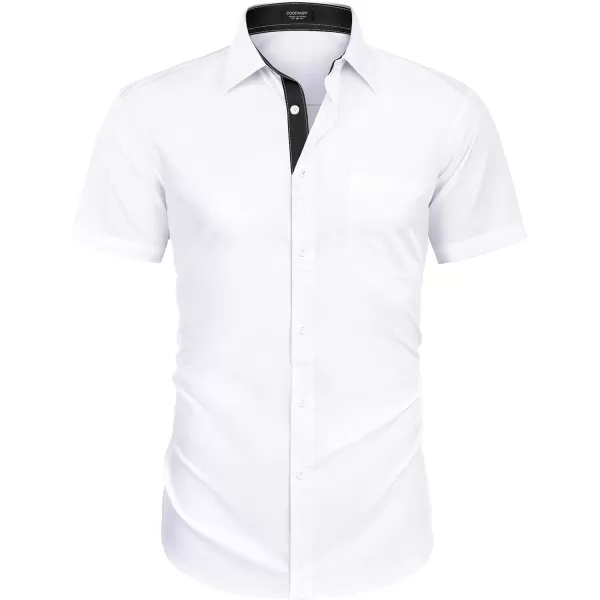 COOFANDY Men's Short Sleeve Button Down Dress Shirts Wrinkle Free Muscle Fit Stretch Shirt Summer Business Casual Tops