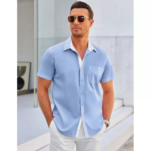 COOFANDY Men's Short Sleeve Button Down Dress Shirts Wrinkle Free Muscle Fit Stretch Shirt Summer Business Casual Tops