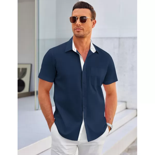 COOFANDY Men's Short Sleeve Button Down Dress Shirts Wrinkle Free Muscle Fit Stretch Shirt Summer Business Casual Tops