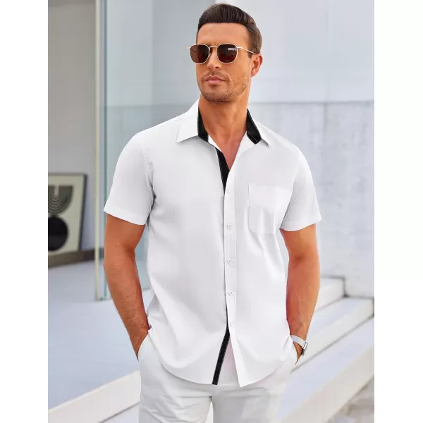 COOFANDY Men's Short Sleeve Button Down Dress Shirts Wrinkle Free Muscle Fit Stretch Shirt Summer Business Casual Tops