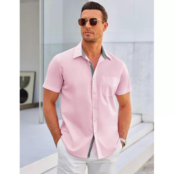 COOFANDY Men's Short Sleeve Button Down Dress Shirts Wrinkle Free Muscle Fit Stretch Shirt Summer Business Casual Tops