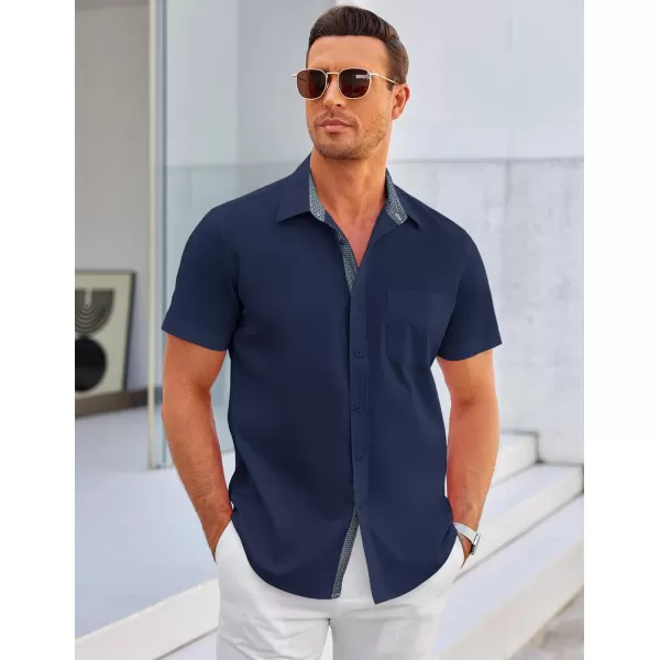 COOFANDY Men's Short Sleeve Button Down Dress Shirts Wrinkle Free Muscle Fit Stretch Shirt Summer Business Casual Tops