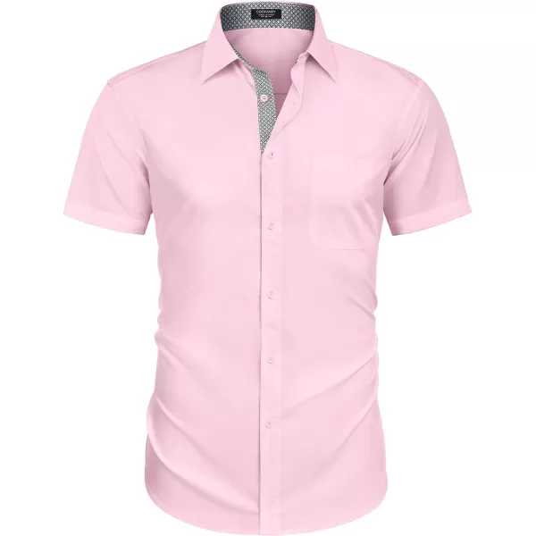 COOFANDY Men's Short Sleeve Button Down Dress Shirts Wrinkle Free Muscle Fit Stretch Shirt Summer Business Casual Tops
