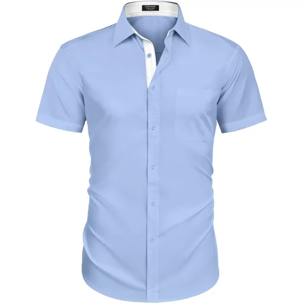 COOFANDY Men's Short Sleeve Button Down Dress Shirts Wrinkle Free Muscle Fit Stretch Shirt Summer Business Casual Tops
