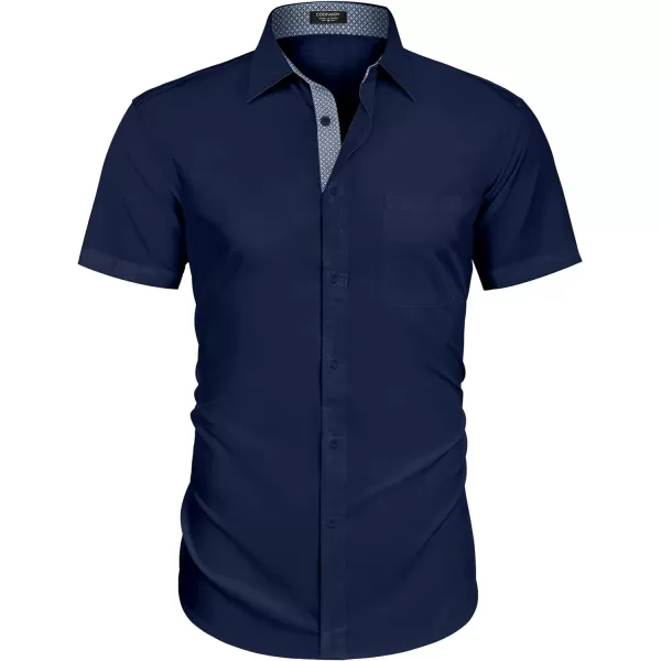 COOFANDY Men's Short Sleeve Button Down Dress Shirts Wrinkle Free Muscle Fit Stretch Shirt Summer Business Casual Tops