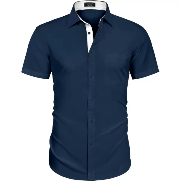COOFANDY Men's Short Sleeve Button Down Dress Shirts Wrinkle Free Muscle Fit Stretch Shirt Summer Business Casual Tops