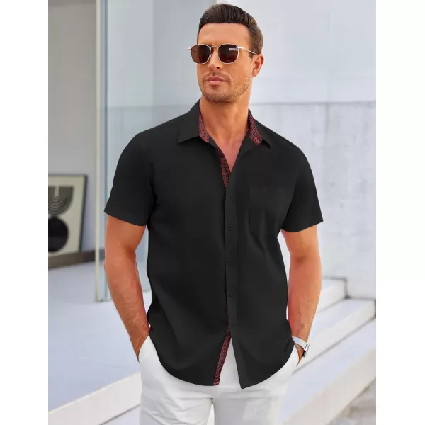 COOFANDY Men's Short Sleeve Button Down Dress Shirts Wrinkle Free Muscle Fit Stretch Shirt Summer Business Casual Tops
