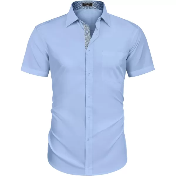 COOFANDY Men's Short Sleeve Button Down Dress Shirts Wrinkle Free Muscle Fit Stretch Shirt Summer Business Casual Tops