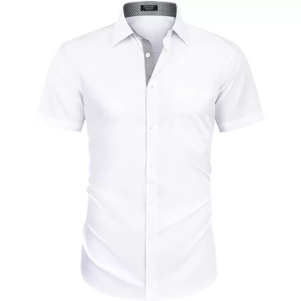 COOFANDY Men's Short Sleeve Button Down Dress Shirts Wrinkle Free Muscle Fit Stretch Shirt Summer Business Casual Tops