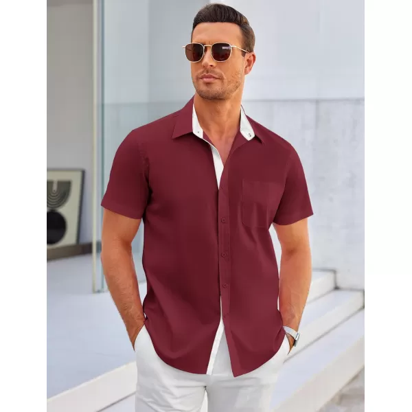 COOFANDY Men's Short Sleeve Button Down Dress Shirts Wrinkle Free Muscle Fit Stretch Shirt Summer Business Casual Tops