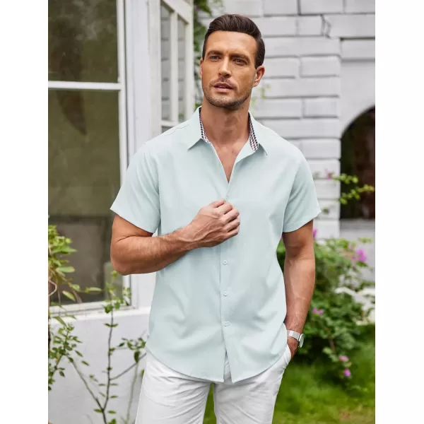 COOFANDY Mens Short Sleeve Button Down Shirts Casual Loose Fit Summer Beach Shirts Linen Texture Shirt