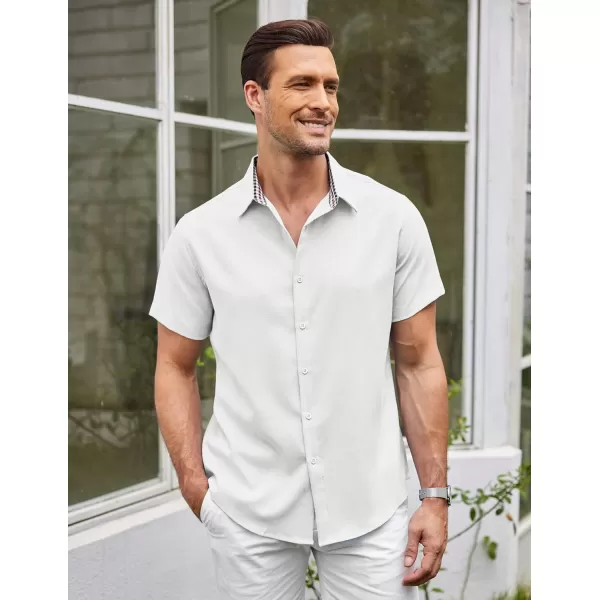 COOFANDY Mens Short Sleeve Button Down Shirts Casual Loose Fit Summer Beach Shirts Linen Texture Shirt
