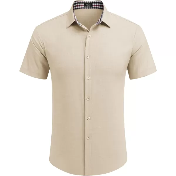 COOFANDY Mens Short Sleeve Button Down Shirts Casual Loose Fit Summer Beach Shirts Linen Texture Shirt