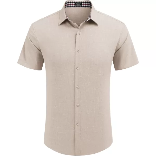 COOFANDY Mens Short Sleeve Button Down Shirts Casual Loose Fit Summer Beach Shirts Linen Texture Shirt