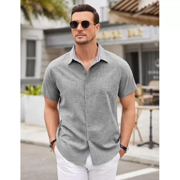 COOFANDY Mens Short Sleeve Button Down Shirts Casual Loose Fit Summer Beach Shirts Linen Texture Shirt