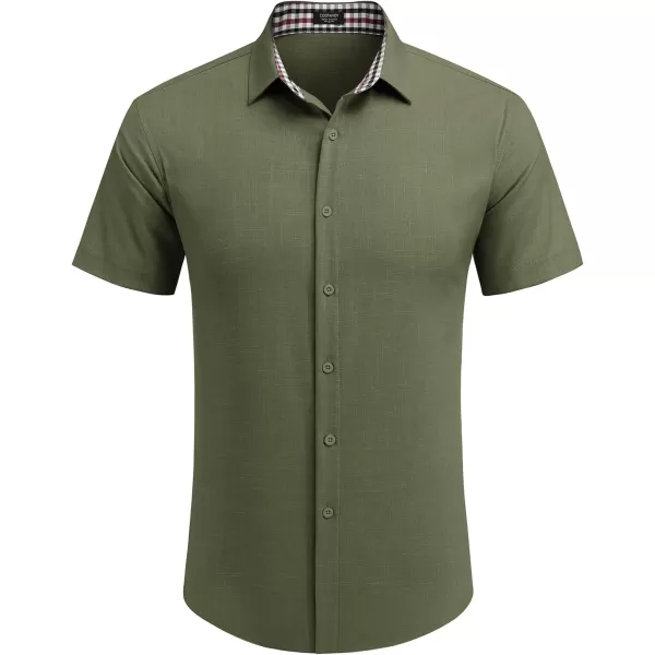 COOFANDY Mens Short Sleeve Button Down Shirts Casual Loose Fit Summer Beach Shirts Linen Texture Shirt