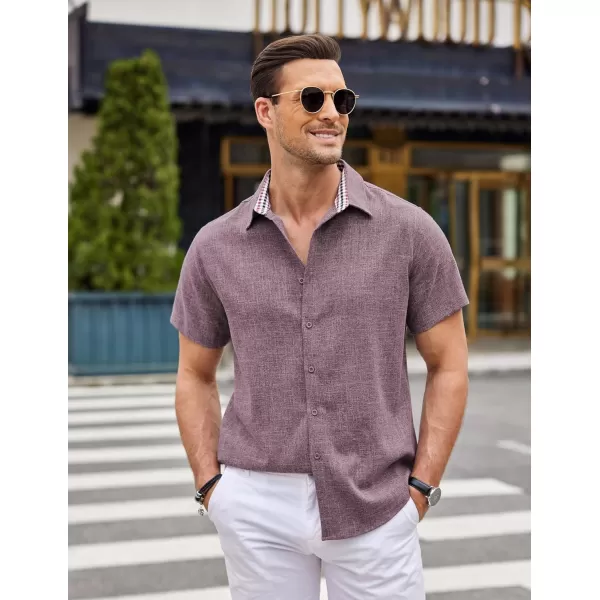 COOFANDY Mens Short Sleeve Button Down Shirts Casual Loose Fit Summer Beach Shirts Linen Texture Shirt