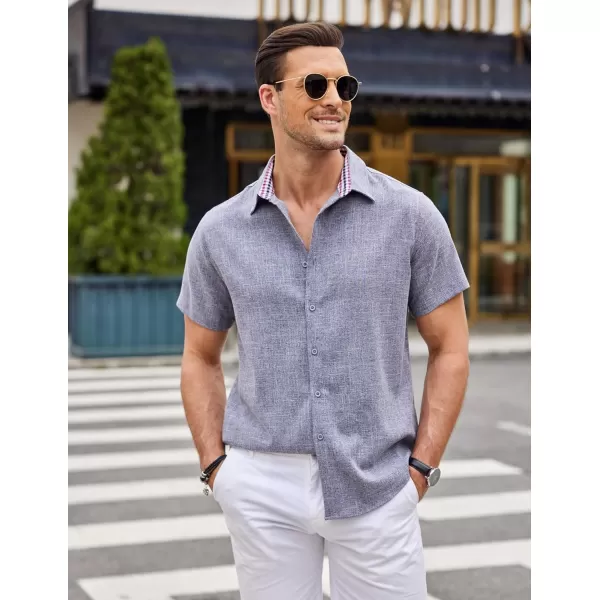COOFANDY Mens Short Sleeve Button Down Shirts Casual Loose Fit Summer Beach Shirts Linen Texture Shirt