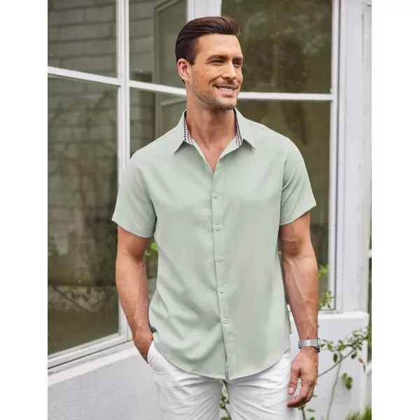 COOFANDY Mens Short Sleeve Button Down Shirts Casual Loose Fit Summer Beach Shirts Linen Texture Shirt