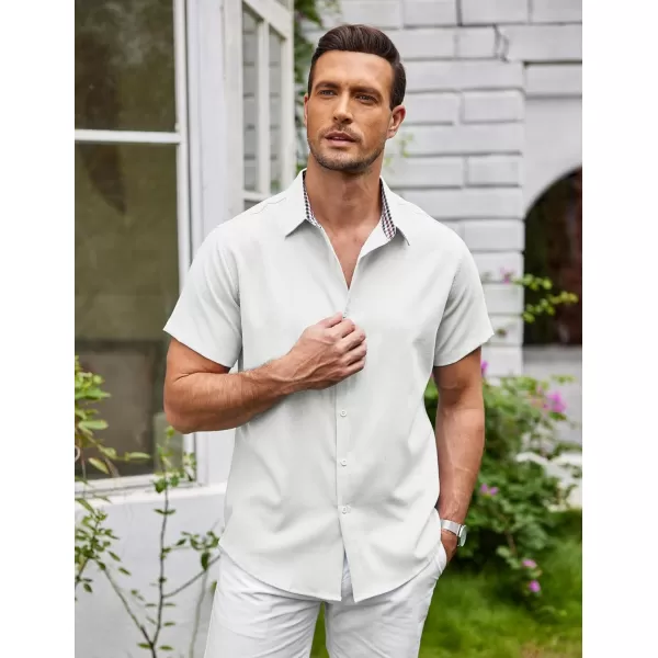 COOFANDY Mens Short Sleeve Button Down Shirts Casual Loose Fit Summer Beach Shirts Linen Texture Shirt
