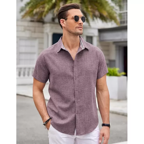 COOFANDY Mens Short Sleeve Button Down Shirts Casual Loose Fit Summer Beach Shirts Linen Texture Shirt
