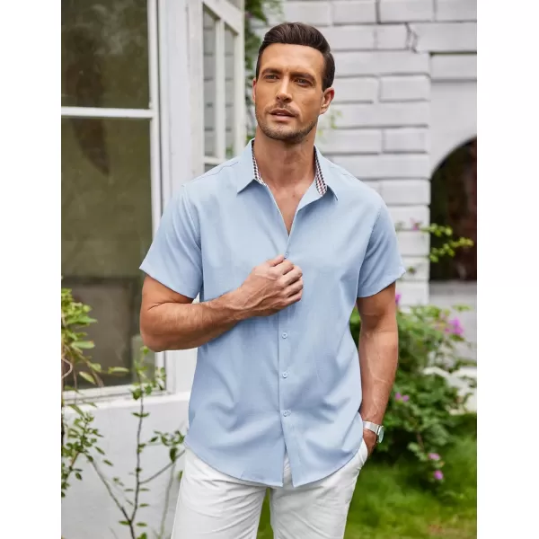 COOFANDY Mens Short Sleeve Button Down Shirts Casual Loose Fit Summer Beach Shirts Linen Texture Shirt