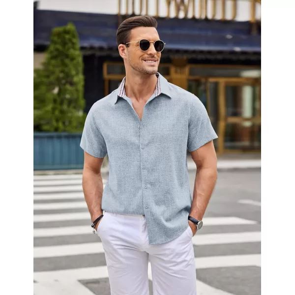 COOFANDY Mens Short Sleeve Button Down Shirts Casual Loose Fit Summer Beach Shirts Linen Texture Shirt