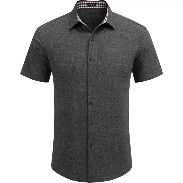 COOFANDY Mens Short Sleeve Button Down Shirts Casual Loose Fit Summer Beach Shirts Linen Texture Shirt