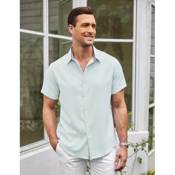 COOFANDY Mens Short Sleeve Button Down Shirts Casual Loose Fit Summer Beach Shirts Linen Texture Shirt