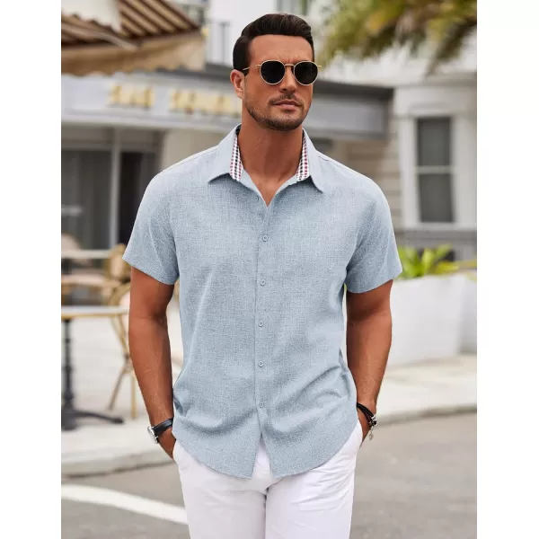 COOFANDY Mens Short Sleeve Button Down Shirts Casual Loose Fit Summer Beach Shirts Linen Texture Shirt