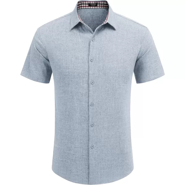 COOFANDY Mens Short Sleeve Button Down Shirts Casual Loose Fit Summer Beach Shirts Linen Texture Shirt