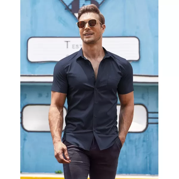COOFANDY Men's Short Sleeve Button Down Shirts Casual Muscle Fit Dress Shirt with Pocket