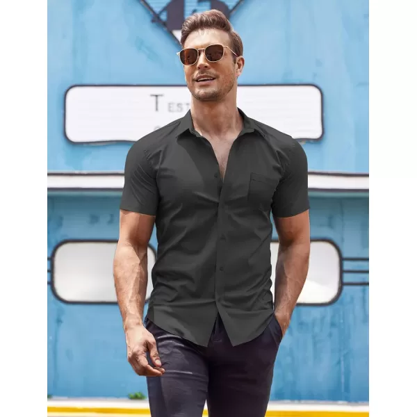 COOFANDY Men's Short Sleeve Button Down Shirts Casual Muscle Fit Dress Shirt with Pocket