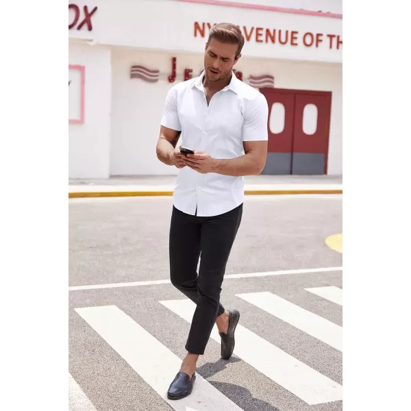 COOFANDY Men's Short Sleeve Button Down Shirts Casual Muscle Fit Dress Shirt with Pocket