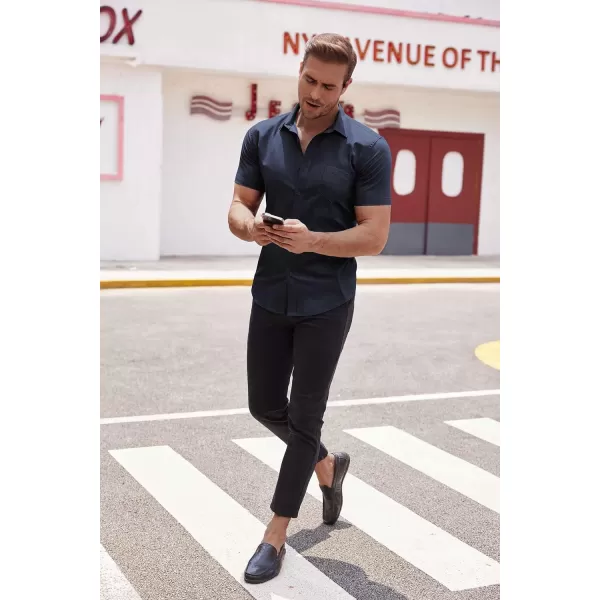 COOFANDY Men's Short Sleeve Button Down Shirts Casual Muscle Fit Dress Shirt with Pocket