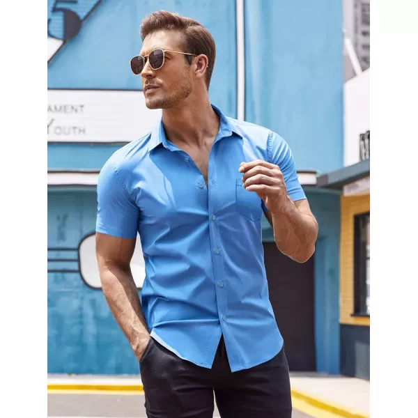 COOFANDY Men's Short Sleeve Button Down Shirts Casual Muscle Fit Dress Shirt with Pocket
