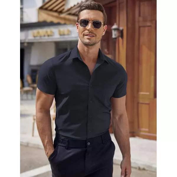 COOFANDY Men's Short Sleeve Button Down Shirts Casual Muscle Fit Dress Shirt with Pocket
